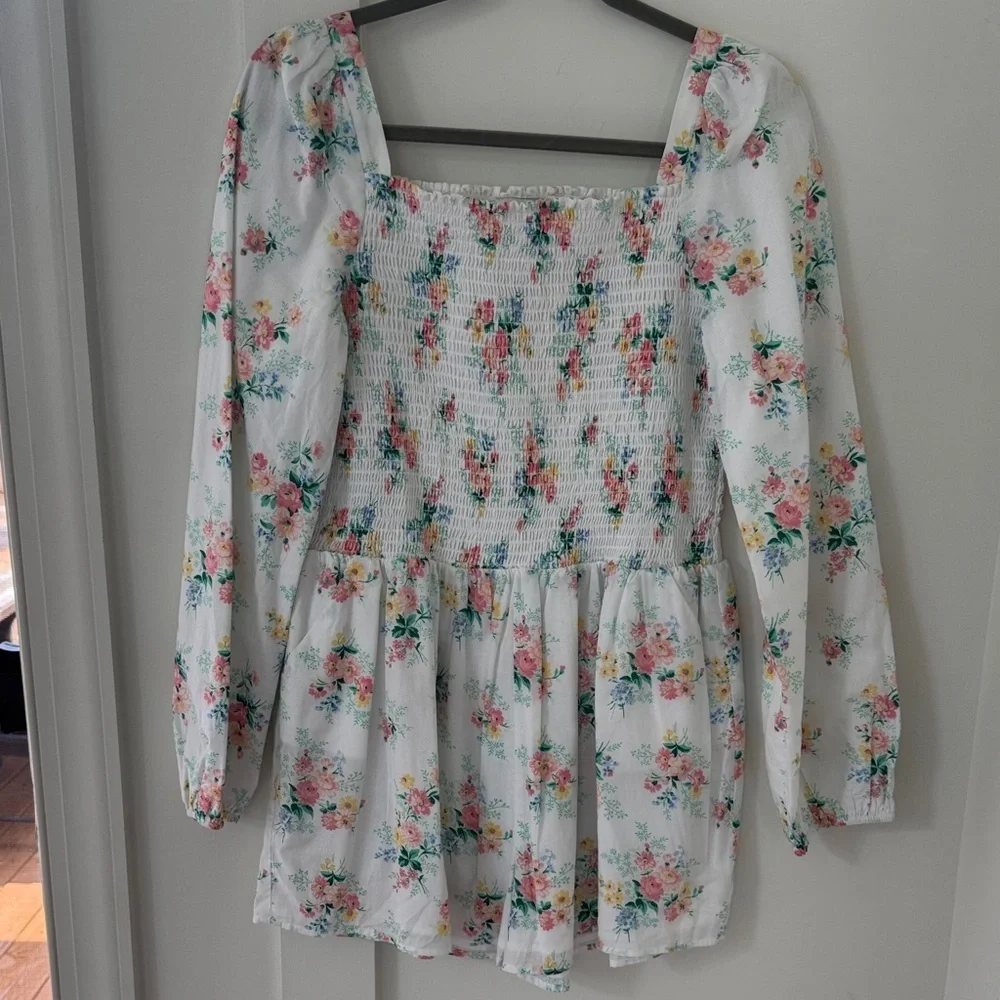 NWT Janie And Jack Floral Smocked Romper Size 18